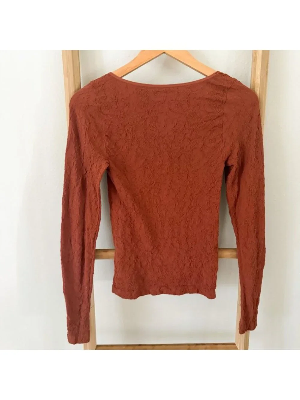 Free People Intimately Have It All Long Sleeve Textured Top Rust M/L